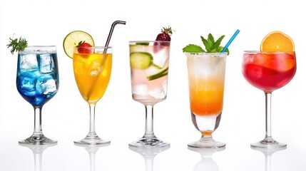 Fototapeta premium A diverse array of beverages arranged neatly in a row, showcasing various colors, shapes, and sizes of drink containers.