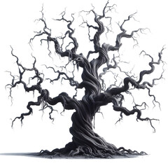 old dead spooky tree isolated on white