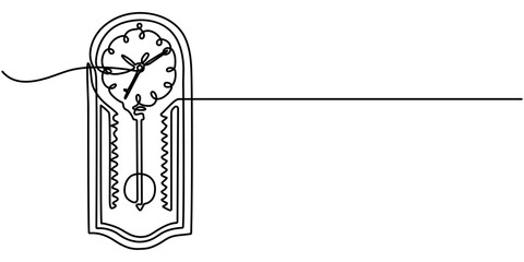 Continuous Line Drawing of Time Management Icon. Hand Drawn Symbol Vector Illustration, Continuous one line drawing of clock. Clock linear icon. One line drawing background. Vector illustration. 