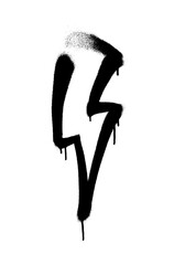 Sprayed lightning with overspray in black over white. Vector illustration.