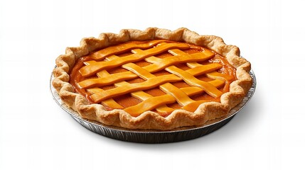 A delicious homemade pumpkin pie, perfect for autumn gatherings. The golden crust and lattice top add a touch of elegance.