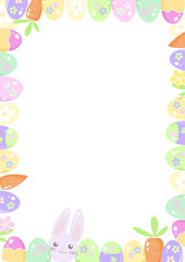 Easter vertical frame with rabbit and eggs