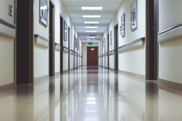 Contemporary office hallway. AI generated illustration.