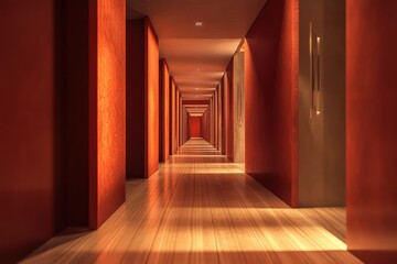Contemporary office hallway. AI generated illustration.
