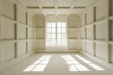 Obraz premium Contemporary white box room. AI generated illustration.