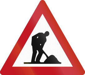 Israel temporary warning road sign - roadworks