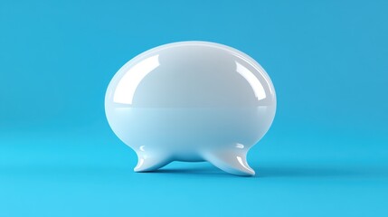 Floating speech bubble pin on solid blue background graphic illustration minimalist design modern concept