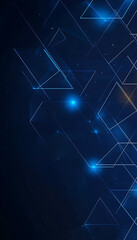 Obraz premium A futuristic abstract background featuring a grid of glowing triangles on a deep blue and black backdrop