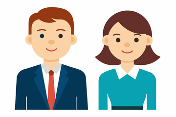 Businesswoman and businessman character cartoon art illustration