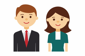 Businesswoman and businessman character cartoon art illustration