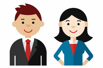 Businesswoman and businessman character cartoon art illustration