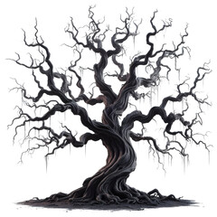 old dead spooky tree isolated on white
