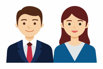 Businesswoman and businessman character cartoon art illustration