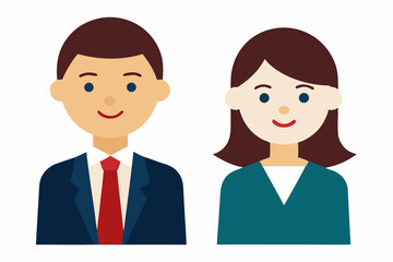 Businesswoman and businessman character cartoon art illustration