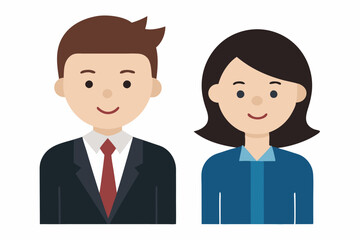 Businesswoman and businessman character cartoon art illustration