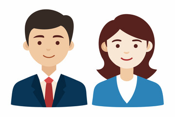 Businesswoman and businessman character cartoon art illustration