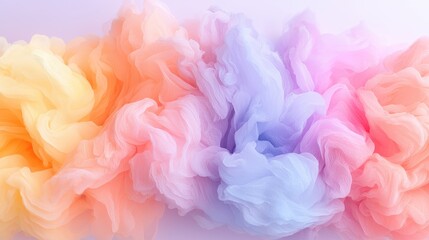 Fototapeta premium Vibrant pastel ink swirling in clear liquid creates a colorful abstract cloud explosion in bright studio light.