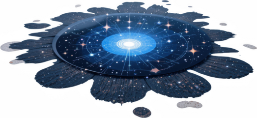 Celestial Flower Abstract Cosmic Galaxy Design Illuminated Night Sky Starry Universe Deep Space