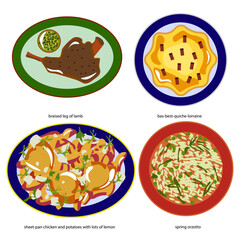 set of easter food. vector illustration.