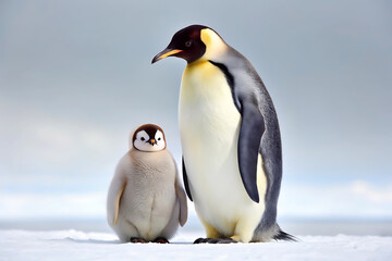 king penguin in antarctica gray backdrop