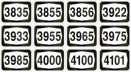 Israel local road shield collection from 3835 to 4101