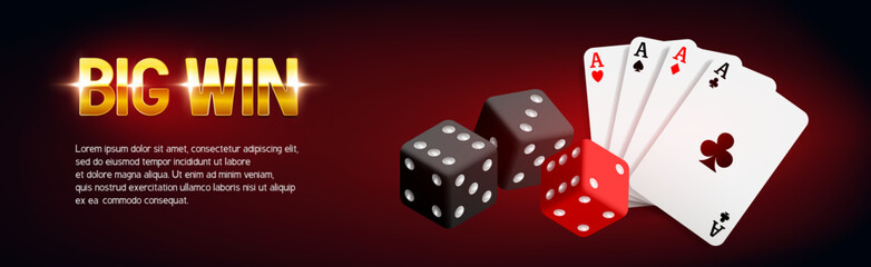 Casino banner for website. Big win. Vector illustration.
