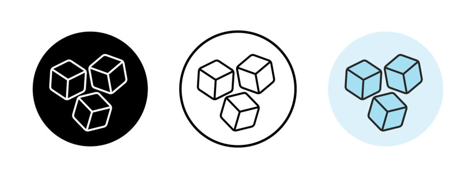 Ice Cube or Sugar cube icon set. Vector Illustration