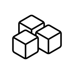 Ice Cube or Sugar cube icon set. Vector Illustration