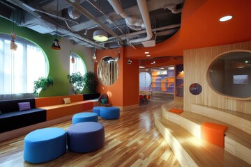 Obraz premium Creative office interior. AI generated illustration.