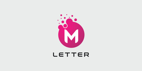 Dot logo, letter M dots logo design vector