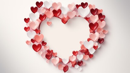 A Heartfelt Valentine's Day Design:  Red, Pink, and White 3D Hearts Forming a Large Heart Shape.