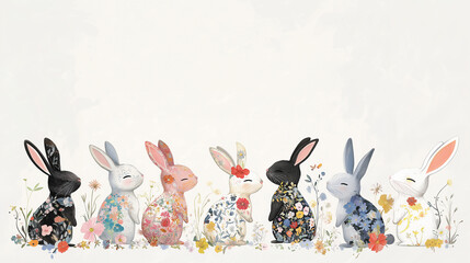 easter bunny with spring flower 