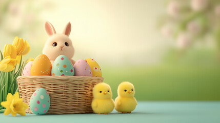 easter bunny with spring flower 
