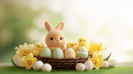 easter bunny and easter eggs