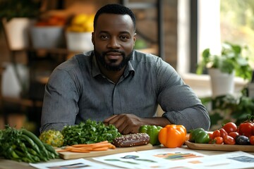 Fototapeta premium Nutritionist offers consultation on healthy eating. Generative AI