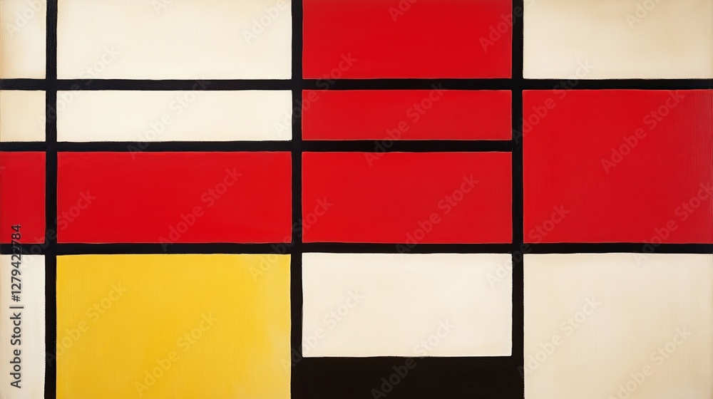 Poster A painting with only one horizontal and one vertical line intersecting