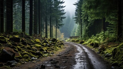 Misty Forest Path: A Serene Woodland Trail