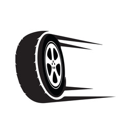 Wheels speeding. Flaming hot speed wheel tires, burned car rubber, dynamic motion wheeled tire for racing bike and vehicle stickers, fast moving race symbols with fire