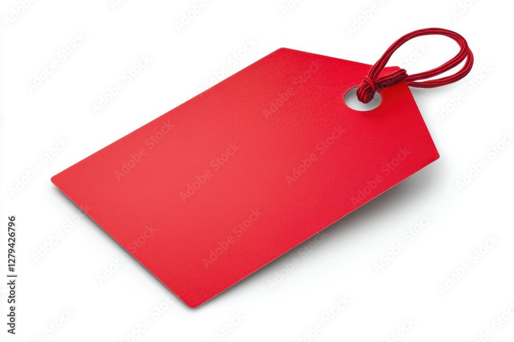 Fototapete a vibrant red tag featuring a smooth surface and a secure tie perfect for labeling items and enhanci