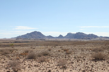 Panoramic view to landscape between Namib desert and Kalahari.
