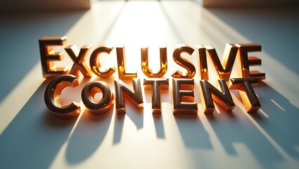Engaging gold typography showcasing exclusive content illuminated by sunlight
