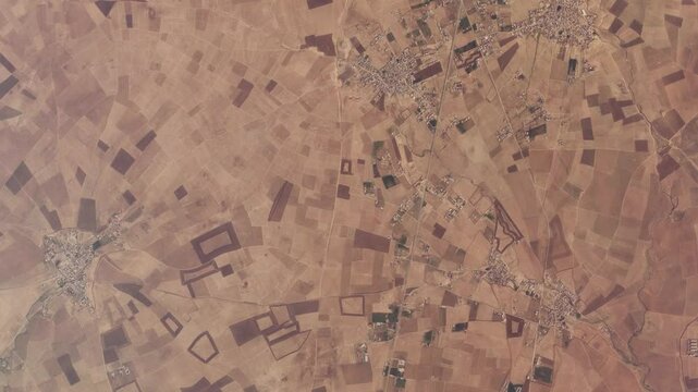 Aerial high altitude airplane top down view of Mosul is a major city in northern Iraq serving as the capital of the Nineveh Governorate and the second largest town in the country 4k animation