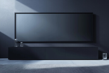 Modern Minimalist Home Theater Setup with Dark Accents