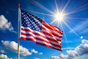 Obraz premium american flag on blue sky