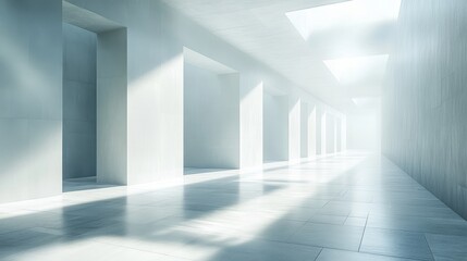 Fototapeta premium Bright Minimalist Interior with Sunlight and Soft Shadows