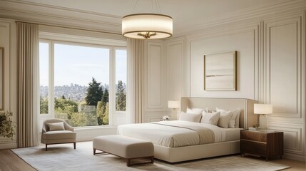 Elegant Modern Bedroom Design with Scenic View and Natural Light