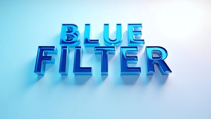 Obraz premium Bold blue filter text displayed in three-dimensional typography on a soft background