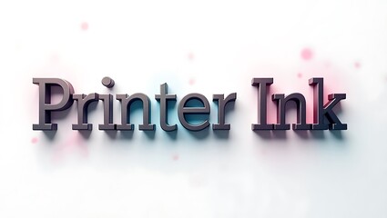 Printer ink typography with artistic color splashes on a light background