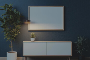 Modern Minimalist Interior Design Mockup with Blank Frame