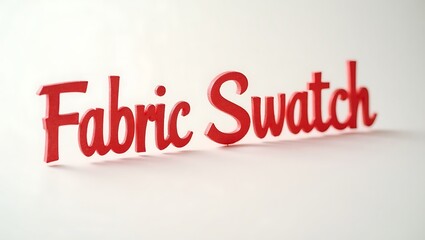Crafting with fabric swatches in vivid red letters against a neutral background